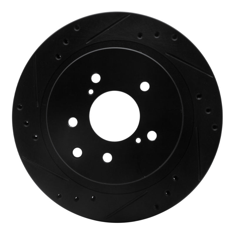 R1 89-96 Nissan 300ZX Rear Left Drilled & Slotted Black Brake Rotor
