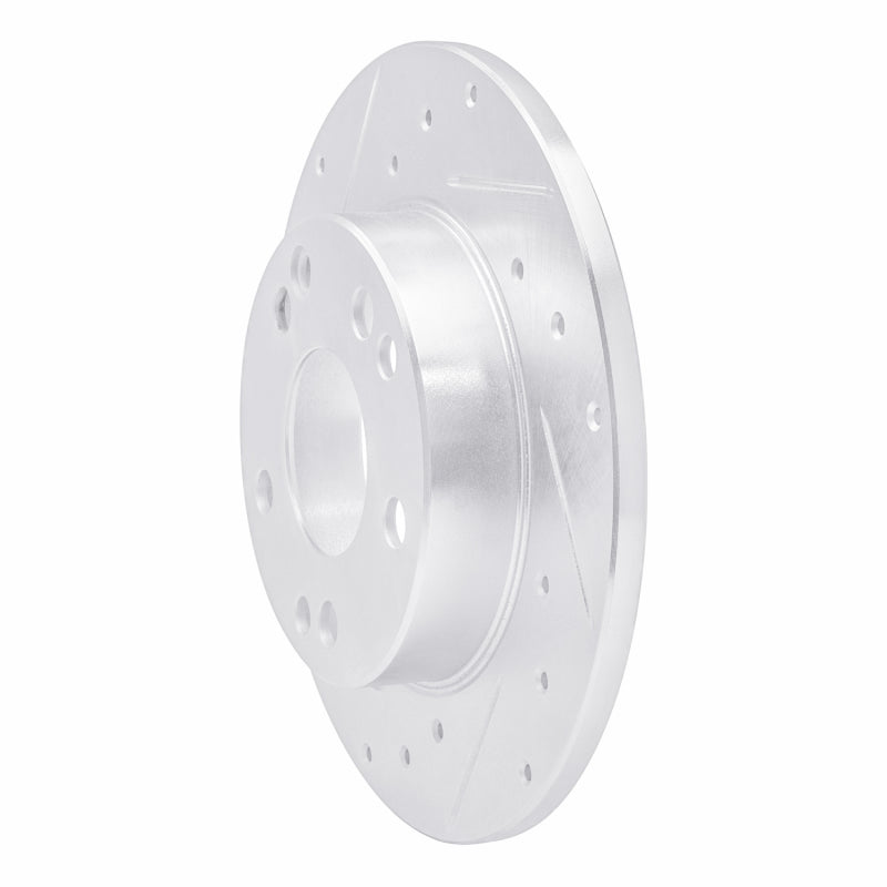 R1 83-89 Mercedes-Benz 190D Front Left Drilled & Slotted Silver Brake Rotor