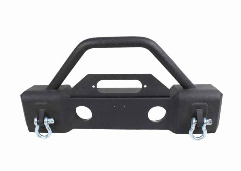 Fishbone Offroad 07-18 Jeep Wrangler JK Stubby Bumper W/Tube Guard - Black Textured Powdercoated