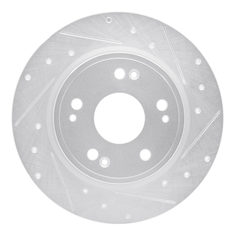 R1 16-16 Honda CR-Z Rear Right Drilled & Slotted Silver Brake Rotor