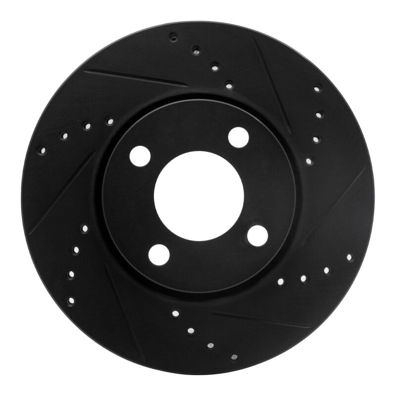 R1 90-98 Audi Cabriolet Front Right Drilled & Slotted Black Brake Rotor