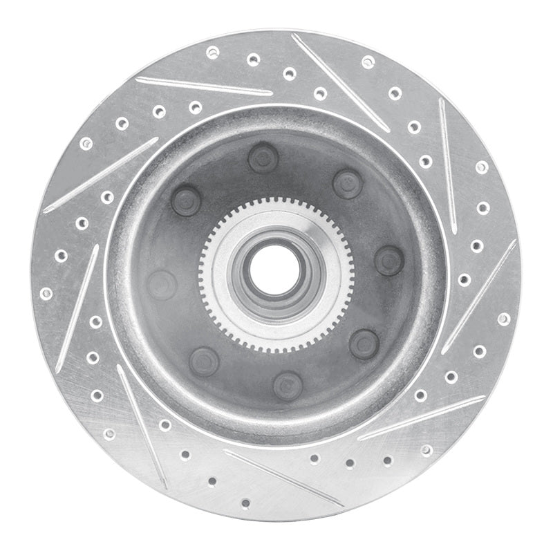 R1 94-97 Dodge B200 / B200 Van / B250 Front Left Drilled & Slotted Silver Brake Rotor