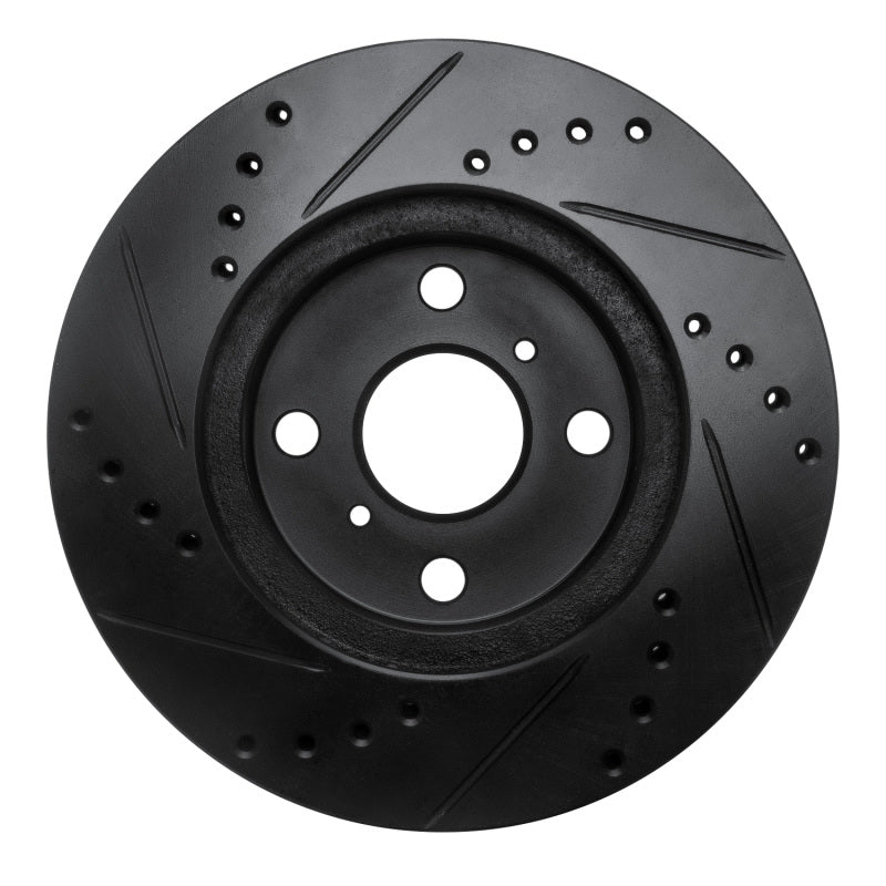 R1 01-03 Toyota Prius Front Right Drilled & Slotted Black Brake Rotor