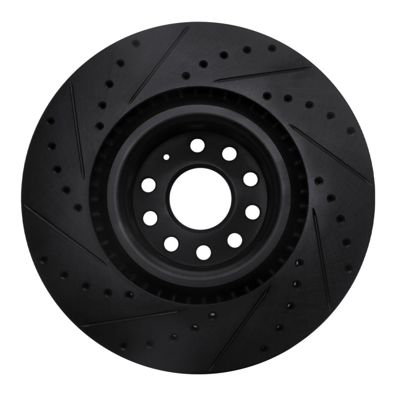 R1 06-13 Audi S3 (Mexico) Front Right Drilled & Slotted Black Brake Rotor