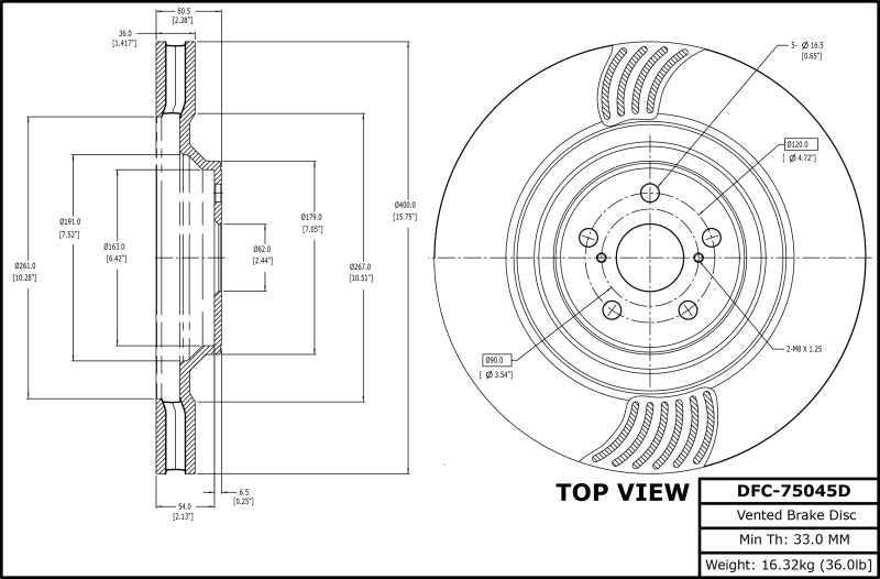 R1 18-23 Lexus LS500 Right Front Brake Rotor