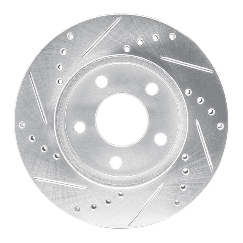 R1 86-92 Ford Taurus SHO Front Right Drilled & Slotted Silver Brake Rotor