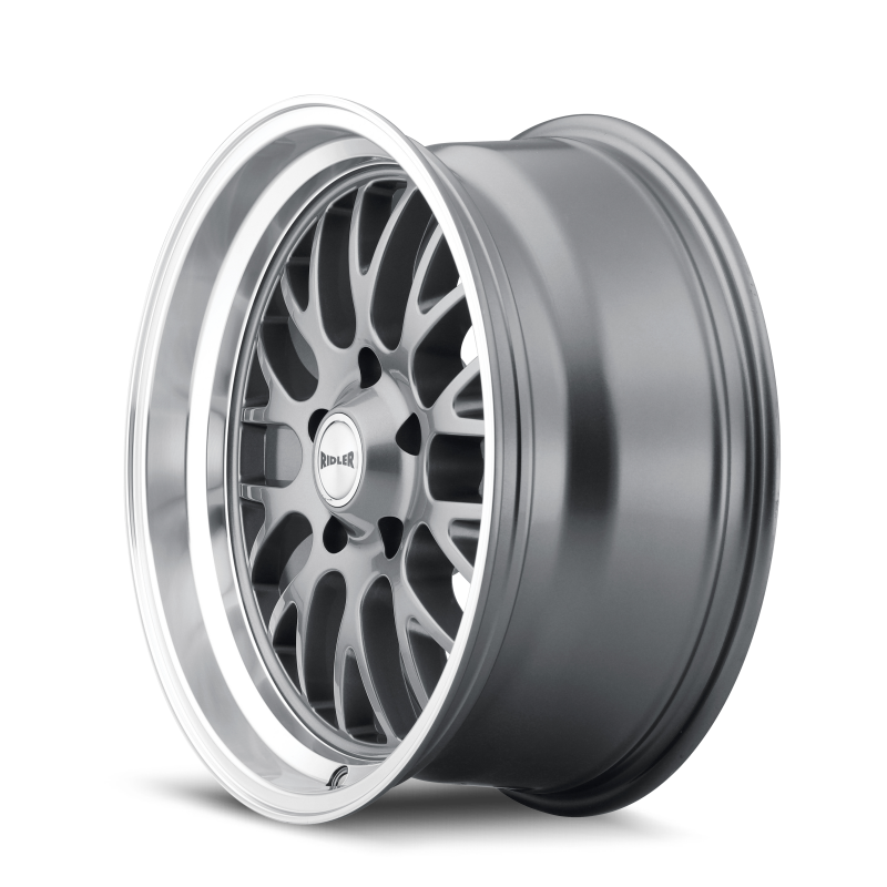 Ridler 607 20x10 / 5x120.65 BP / 0mm Offset / 83.82mm Hub Gloss Grey Machined Wheel
