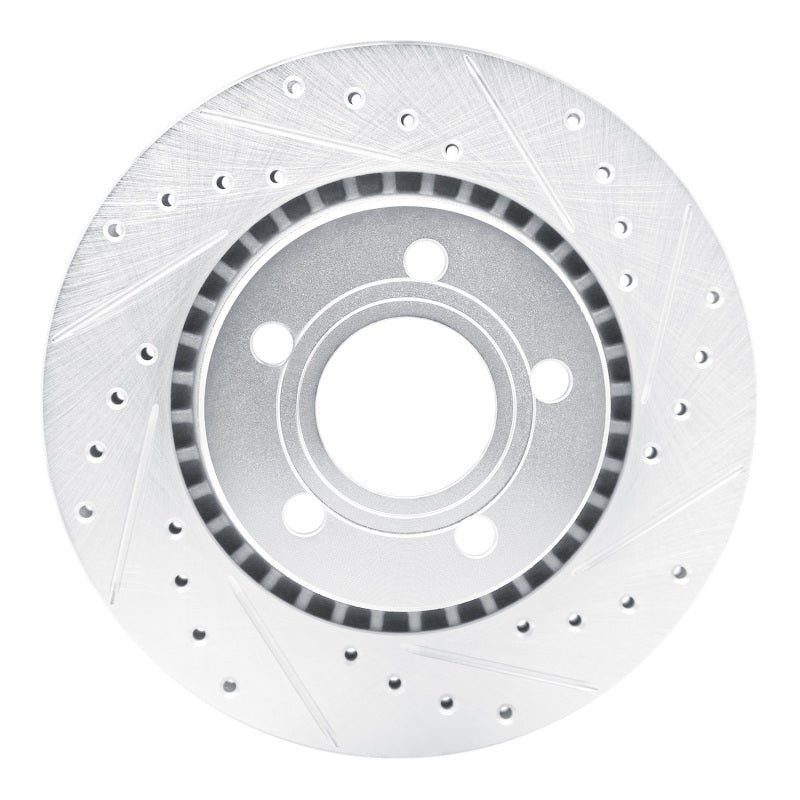 R1 80-86 Audi 5000S Front Right Drilled & Slotted Silver Brake Rotor