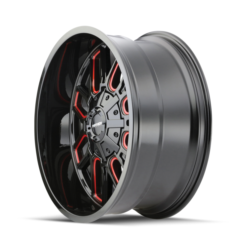 Mayhem 8107 Cogent 22x10 / 8x165.1 BP / -19mm Offset / 130.8mm Hub Gloss Blk Mill Prism Red Wheel