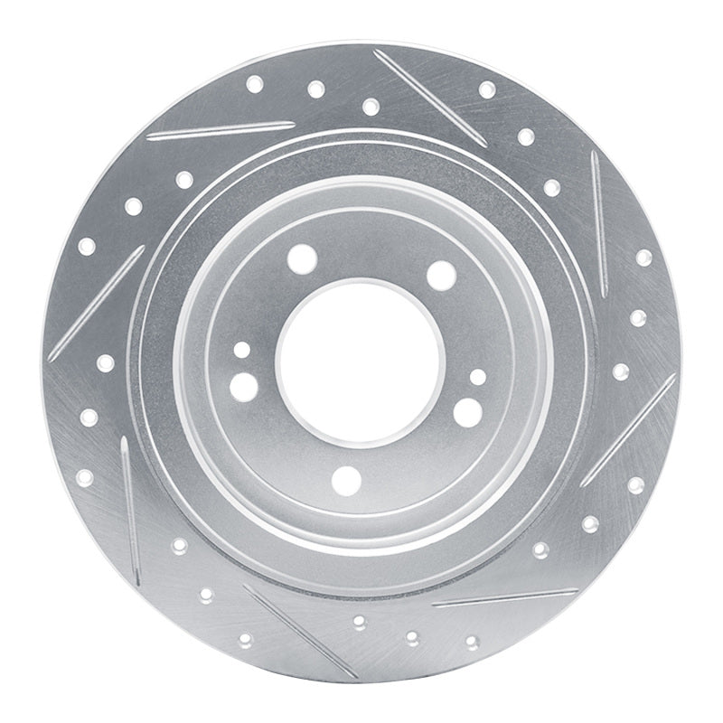 R1 17-25 Hyundai Nexo Rear Left Drilled & Slotted Silver Brake Rotor
