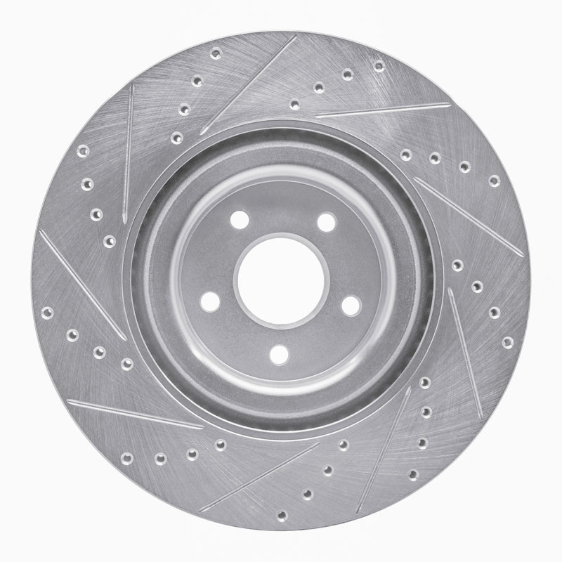 R1 16-18 Ford Focus Front Right Drilled & Slotted Silver Brake Rotor