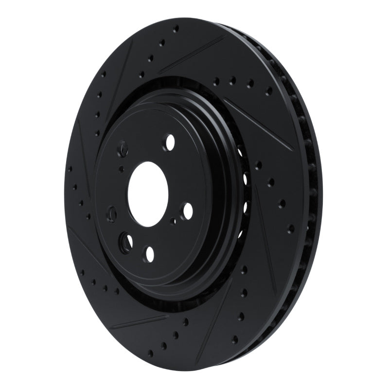 R1 20-25 Lexus RX350h Front Left Drilled & Slotted Black Brake Rotor