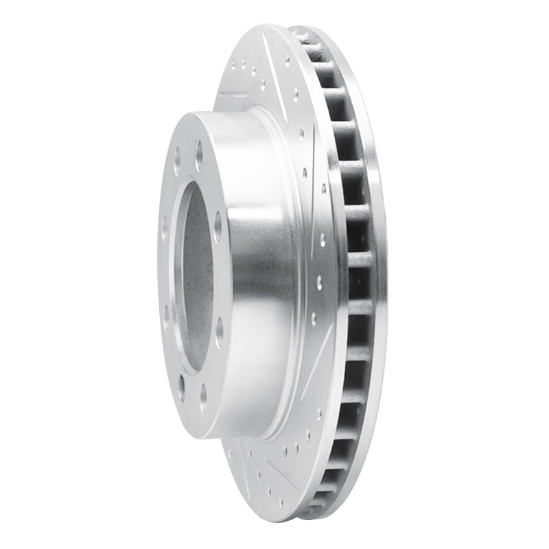R1 89-93 Dodge W350 Front Right Drilled & Slotted Silver Brake Rotor