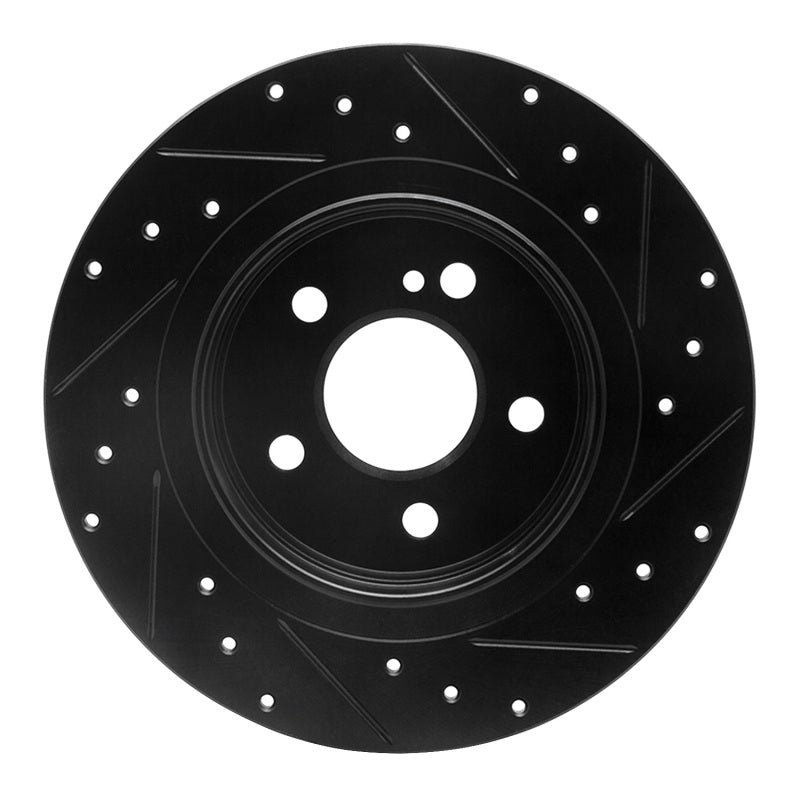 R1 08-15 Mercedes-Benz C250 Rear Left Drilled & Slotted Black Brake Rotor