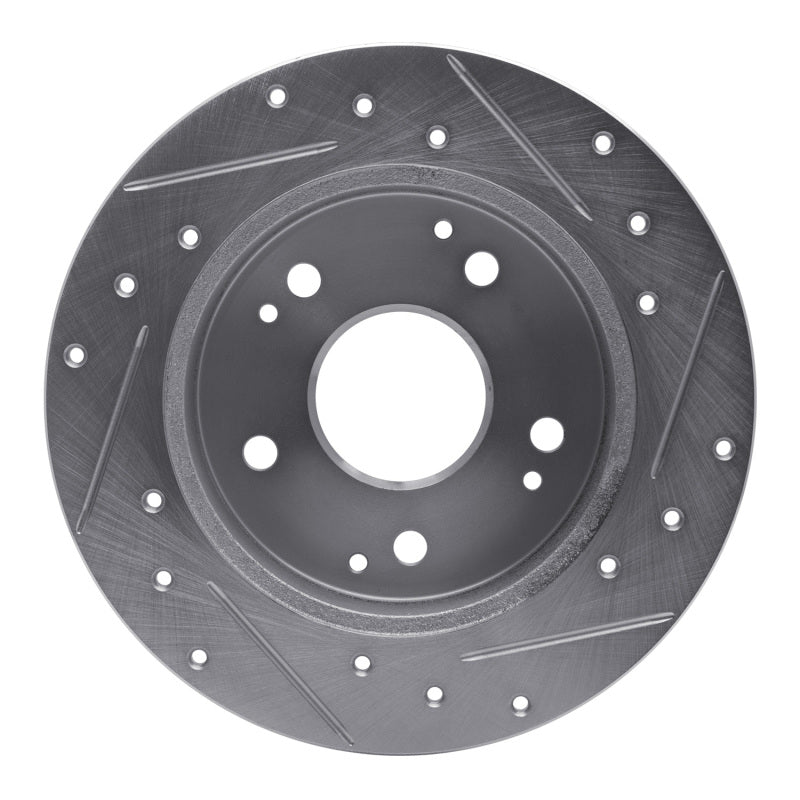 R1 97-01 Acura Integra Rear Left Drilled & Slotted Silver Brake Rotor