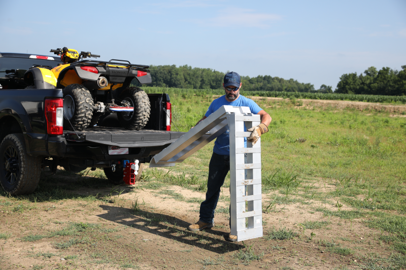Gen-Y Heavy-Duty 8ft Aluminum Foldable Loading Ramps 15in x 96in 3K Capacity Per Ramp - Pair