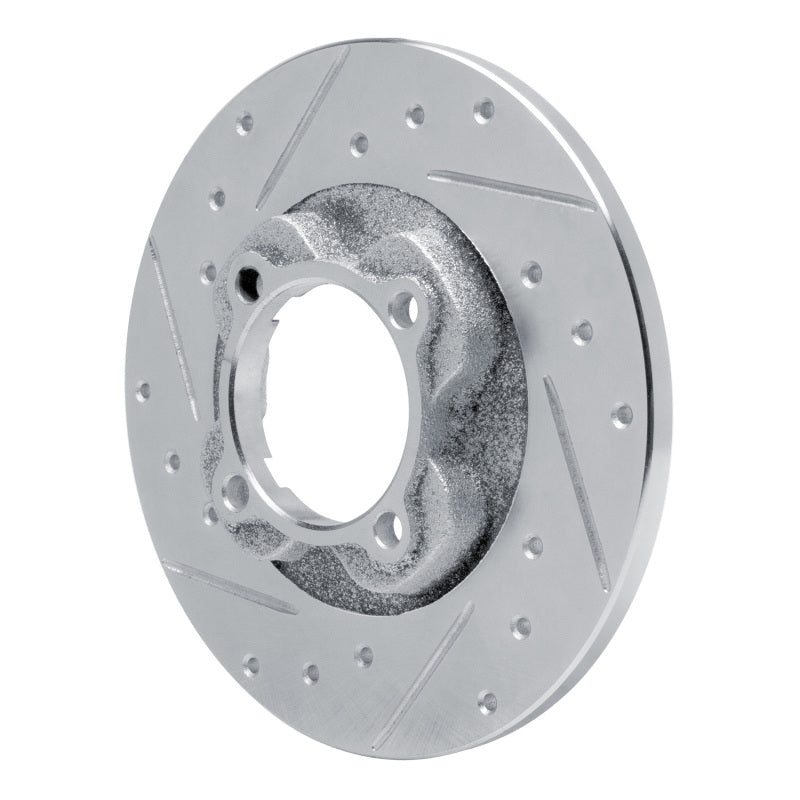 R1 81-85 Mazda GLC Front Left Drilled & Slotted Silver Brake Rotor