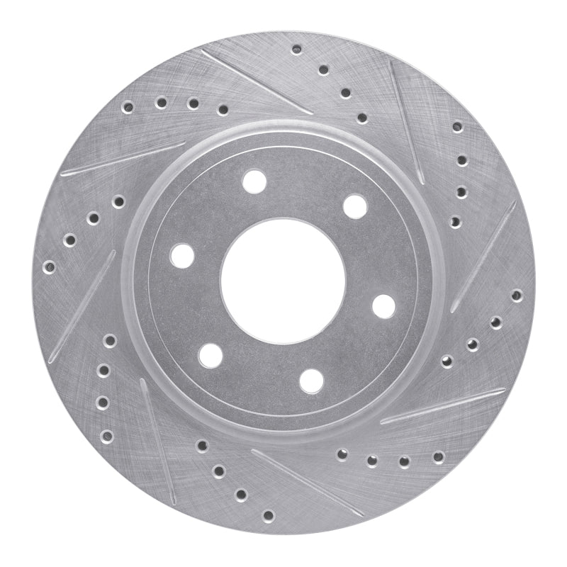 R1 05-21 Nissan Frontier Front Right Drilled & Slotted Silver Brake Rotor