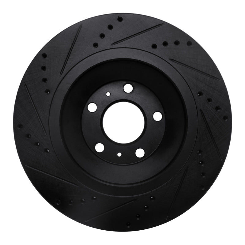 R1 04-18 Audi A8 Rear Right Drilled & Slotted Black Brake Rotor