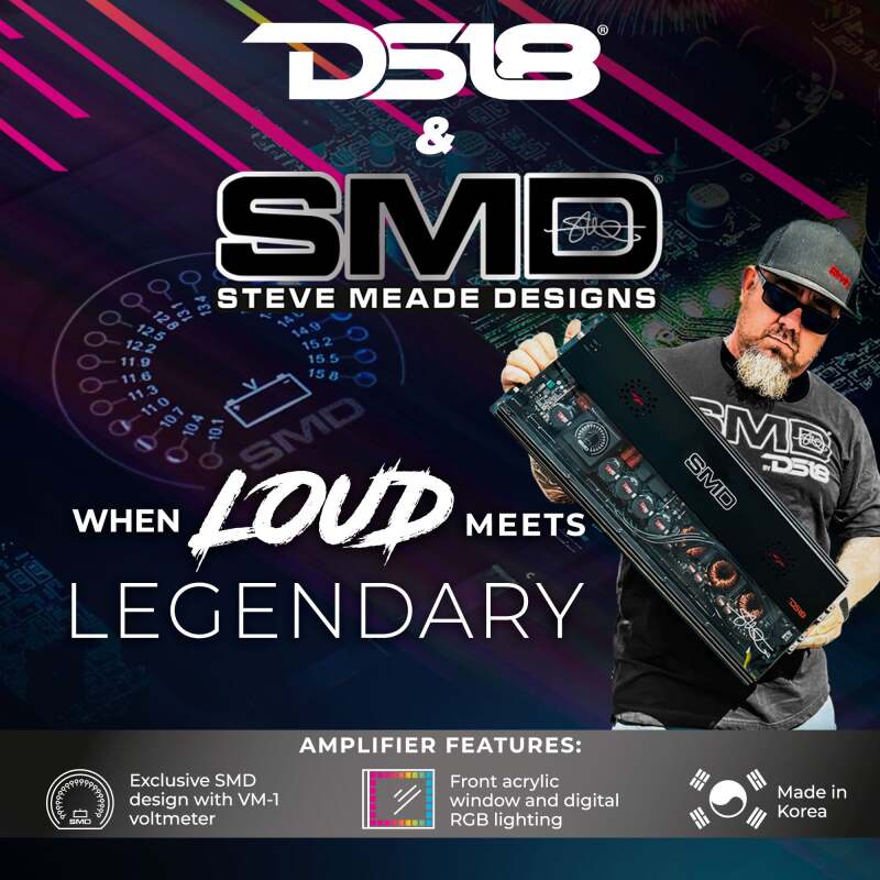 DS18 Steave Meade Colab 4-Ch Amp Class A/B 2x 1000/4ohm Bridge 4x500/2ohm 4x300/4ohm Watts LED