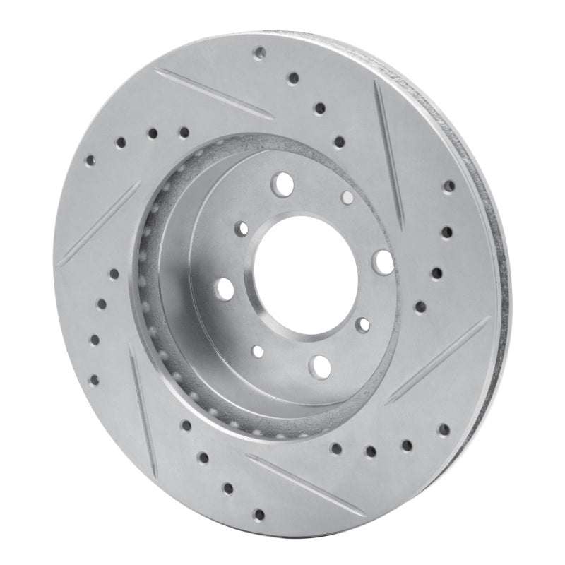 R1 88-91 Honda Accord Coupe Front Left Drilled & Slotted Silver Brake Rotor