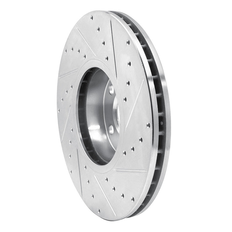 R1 07-19 BMW X5 Front Left Drilled & Slotted Silver Brake Rotor