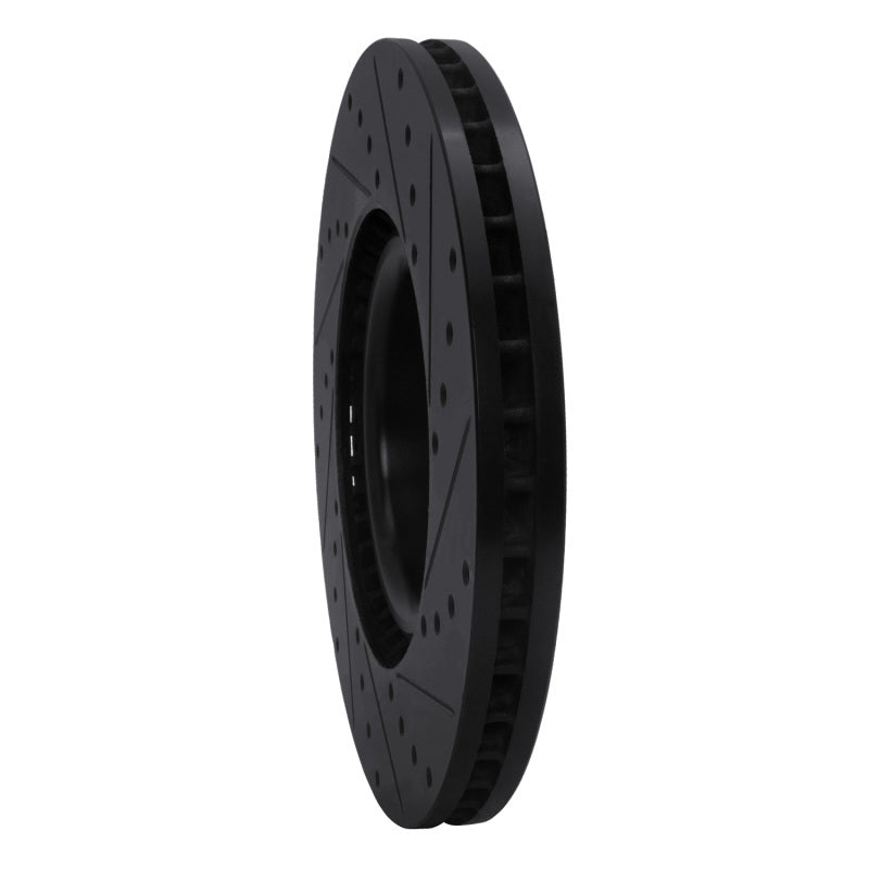 R1 99-04 Audi S6 Front Left Drilled & Slotted Black Brake Rotor