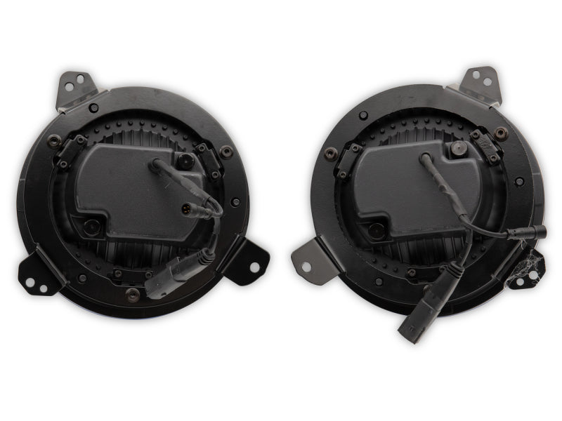 Raxiom 18-22 Jeep Wrangler JL/JT Axial 9-Inch LED Headlights w/RGB Halo- Black Housing (Clear Lens)