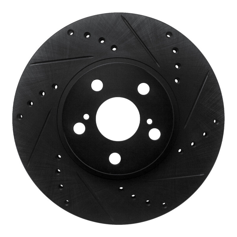 R1 94-99 Toyota Celica Front Right Drilled & Slotted Black Brake Rotor