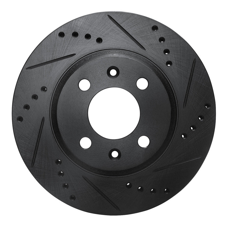 R1 87-93 Saab 900 Front Right Drilled & Slotted Black Brake Rotor