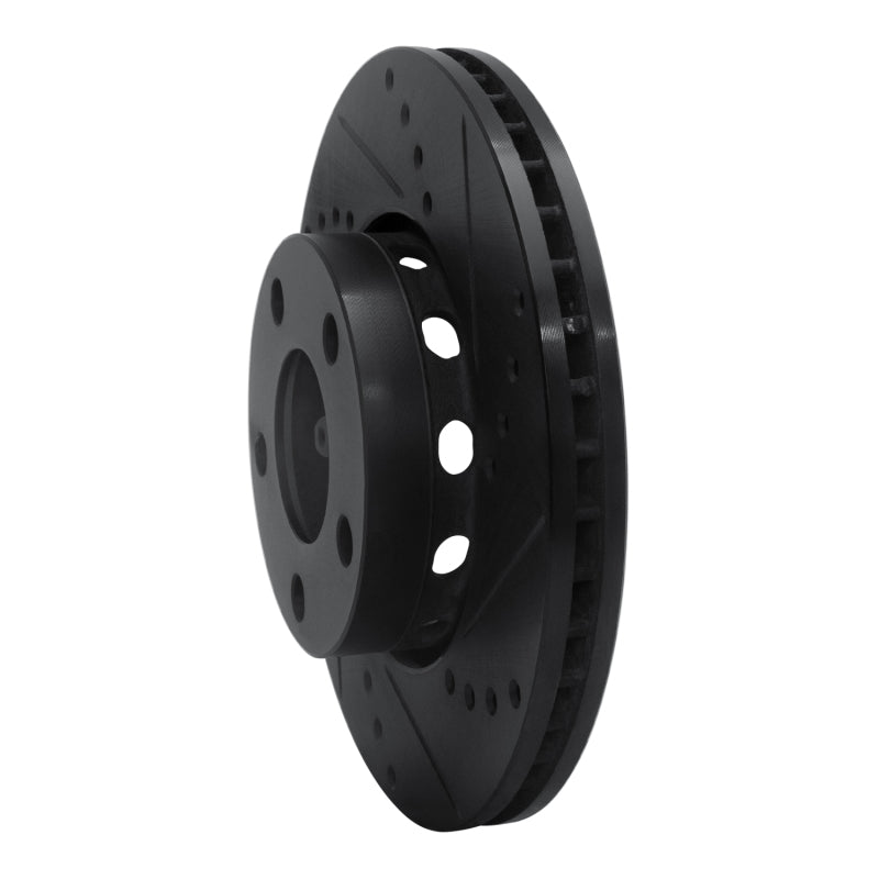 R1 90-97 Audi V8 Quattro Front Right Drilled & Slotted Black Brake Rotor