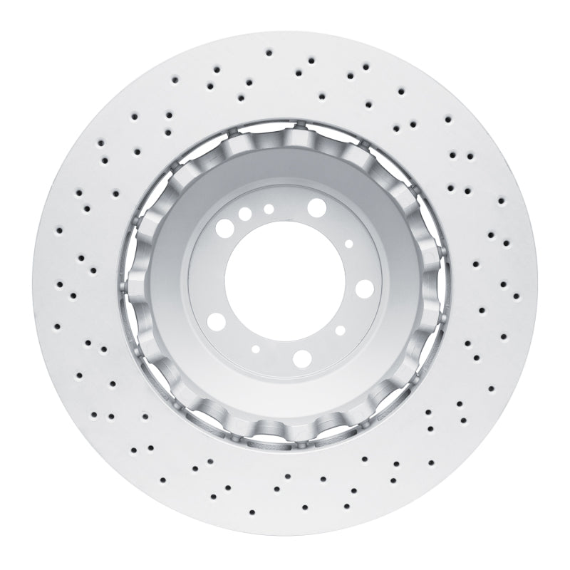 R1 16-23 Porsche 718 Cayman Right Front Drilled Carbon Alloy GeoMET Rotor