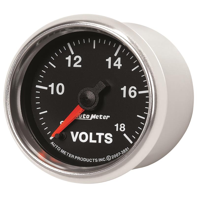 Autometer GS Series 2-1/16in Voltmeter 18V Electrical Gauge Full Sweep