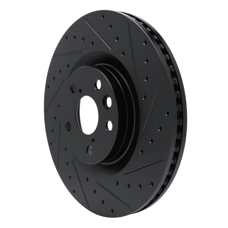 R1 11-25 Lexus IS200T Right Front Drilled & Slotted Black Brake Rotor