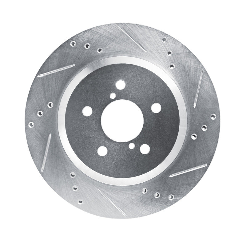 R1 19-23 Subaru Crosstrek Rear Right Drilled & Slotted Silver Brake Rotor