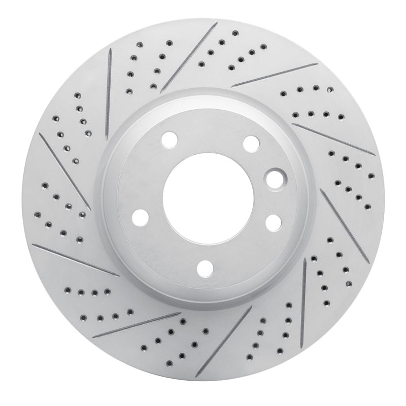 R1 03-15 Audi Q7 Left Front Drilled & Slotted Geo-Carbon Rotor