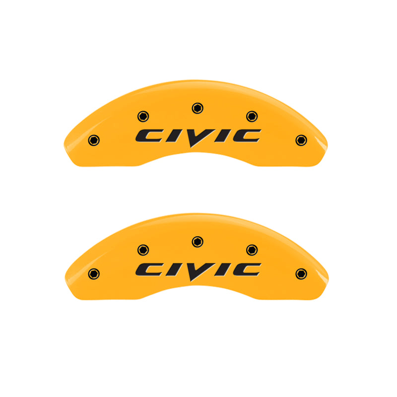 MGP 4 Caliper Covers Engraved Front & Rear MGP Yellow Finish Black Char 2007 Honda Civic