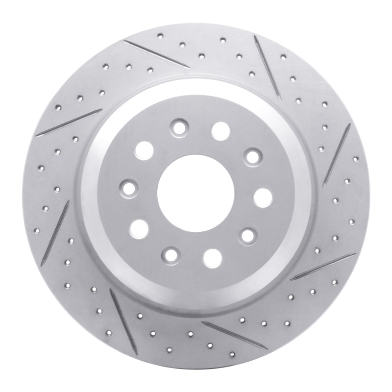 R1 18-25 Jeep Wrangler Rear Right Drilled & Slotted Geo-Carbon Rotor