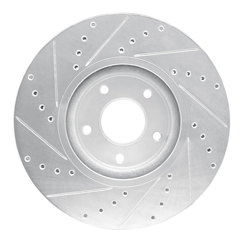 R1 07-17 Nissan Juke Front Right Drilled & Slotted Silver Brake Rotor