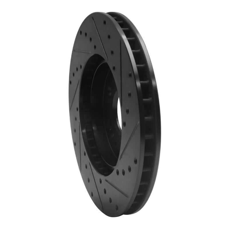 R1 90-98 Mercedes-Benz 500E Front Left Drilled & Slotted Black Brake Rotor
