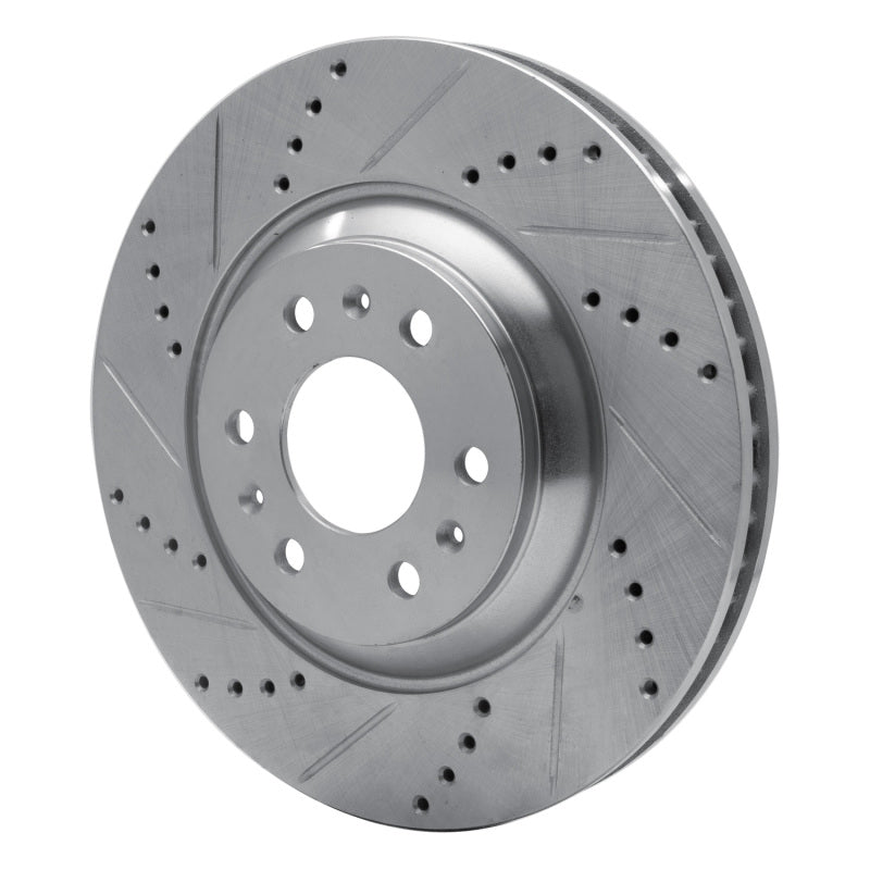 R1 04-09 Cadillac SRX Front Left Drilled & Slotted Silver Brake Rotor