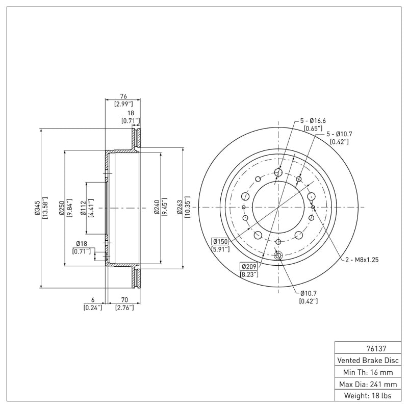 R1 2007-2022 Lexus LX570 Rear Brake Rotor