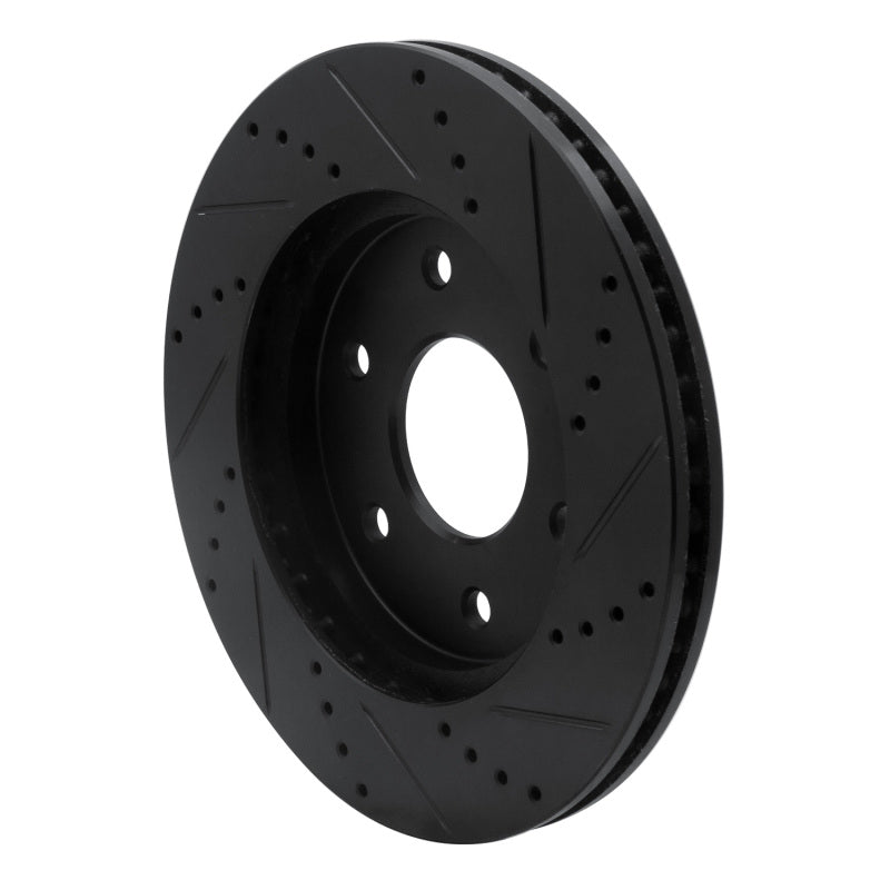 R1 04-05 Infiniti QX56 Front Left Drilled & Slotted Black Brake Rotor