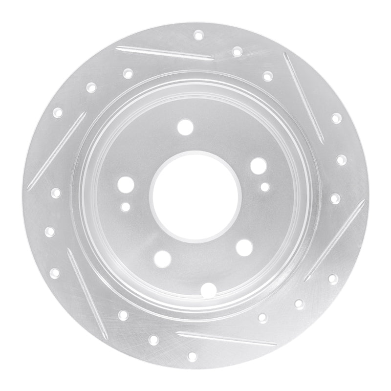 R1 04-12 Mitsubishi Eclipse Rear Left Drilled & Slotted Silver Brake Rotor