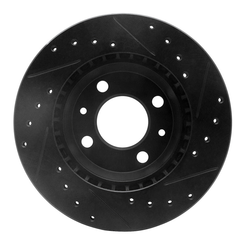 R1 87-93 Saab 9000 Front Left Drilled & Slotted Black Brake Rotor