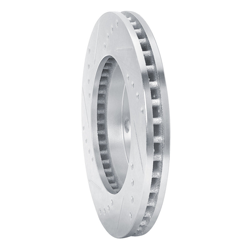 R1 70-93 Ford Taurus (Excl SHO) Front Right Drilled & Slotted Silver Brake Rotor