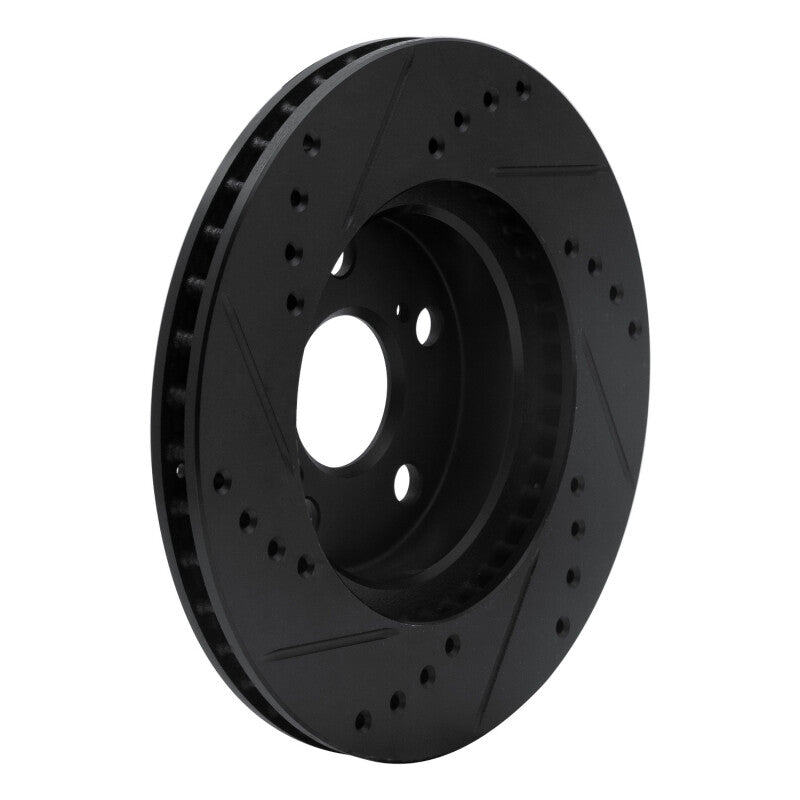 R1 04-09 Toyota Prius Front Right Drilled & Slotted Black Brake Rotor