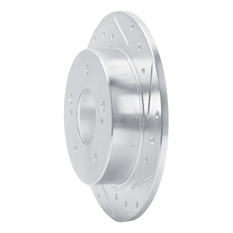 R1 94-98 Nissan 240SX Rear Right Drilled & Slotted Silver Brake Rotor