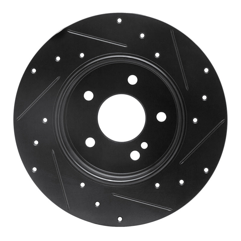 R1 94-11 Mercedes-Benz C280 Rear Left Drilled & Slotted Black Brake Rotor