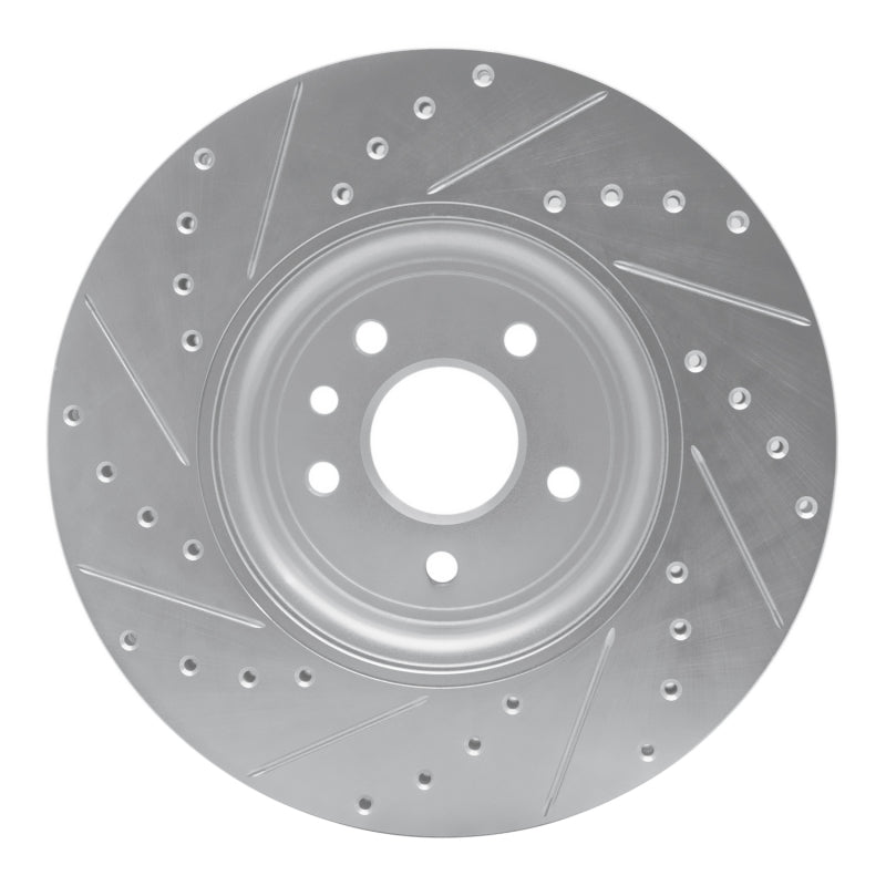 R1 17-20 Jaguar XF Front Right Drilled & Slotted Silver Brake Rotor